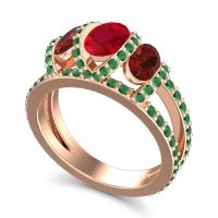 Three Stone Oval Pave Vapra Ring