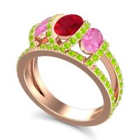 Three Stone Oval Pave Vapra Ring