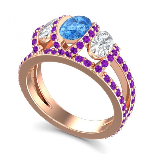 Three Stone Oval Pave Vapra Ring