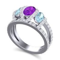Three Stone Oval Pave Vapra Ring