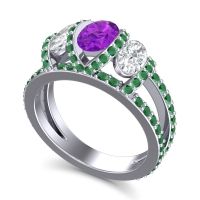 Three Stone Oval Pave Vapra Ring