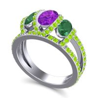 Three Stone Oval Pave Vapra Ring