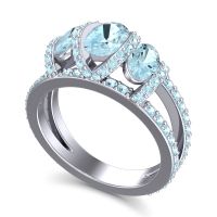 Three Stone Oval Pave Vapra Ring