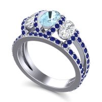 Three Stone Oval Pave Vapra Ring