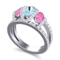 Three Stone Oval Pave Vapra Ring