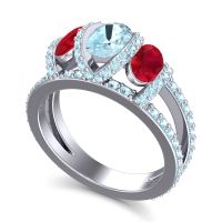 Three Stone Oval Pave Vapra Ring