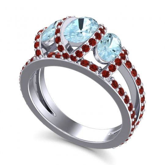 Three Stone Oval Pave Vapra Ring