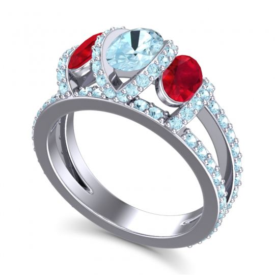 Three Stone Oval Pave Vapra Ring