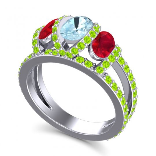 Three Stone Oval Pave Vapra Ring