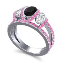Three Stone Oval Pave Vapra Ring