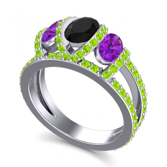 Three Stone Oval Pave Vapra Ring