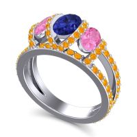 Three Stone Oval Pave Vapra Ring