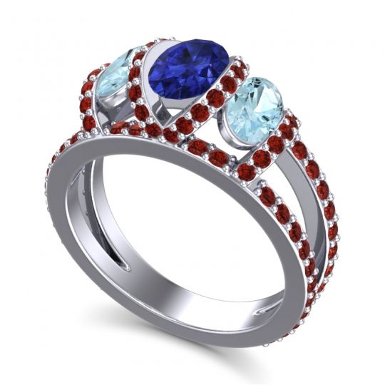 Three Stone Oval Pave Vapra Ring