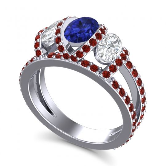 Three Stone Oval Pave Vapra Ring