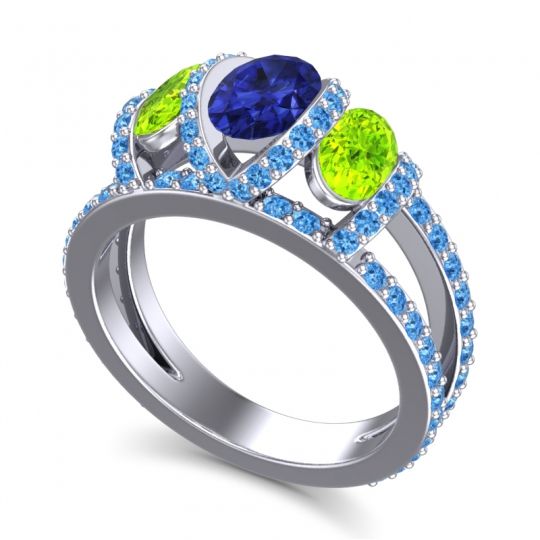 Three Stone Oval Pave Vapra Ring