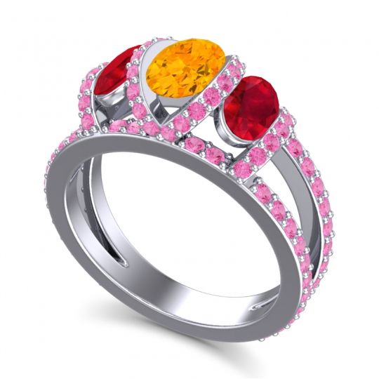 Three Stone Oval Pave Vapra Ring