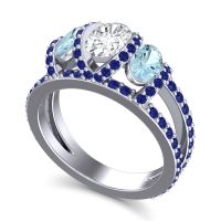 Three Stone Oval Pave Vapra Ring