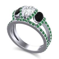 Three Stone Oval Pave Vapra Ring