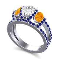 Three Stone Oval Pave Vapra Ring