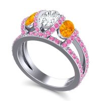 Three Stone Oval Pave Vapra Ring