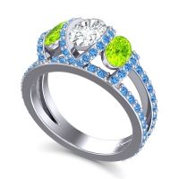 Three Stone Oval Pave Vapra Ring