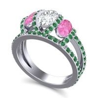 Three Stone Oval Pave Vapra Ring