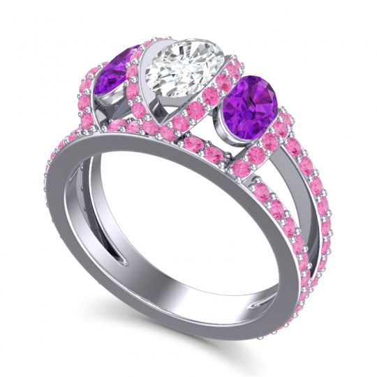 Three Stone Oval Pave Vapra Ring