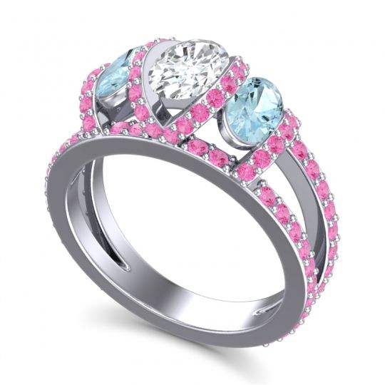 Three Stone Oval Pave Vapra Ring