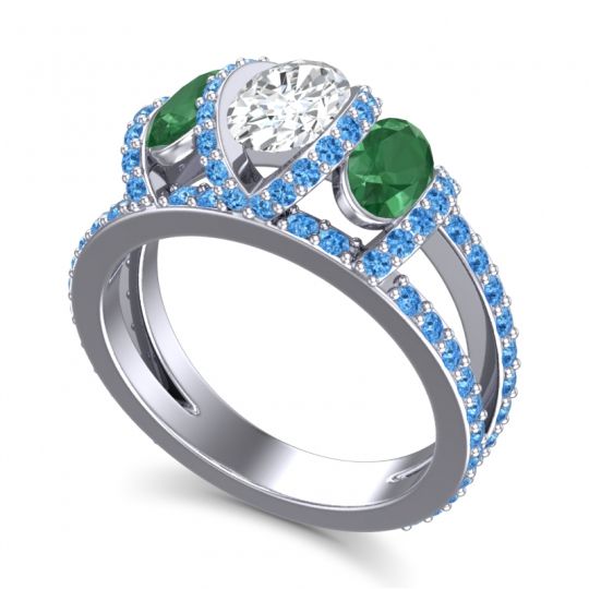 Three Stone Oval Pave Vapra Ring