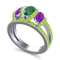 Three Stone Oval Pave Vapra Ring