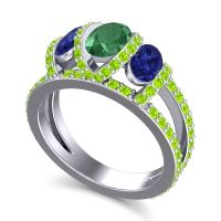 Three Stone Oval Pave Vapra Ring