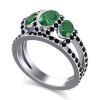 Three Stone Oval Pave Vapra Ring