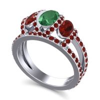 Three Stone Oval Pave Vapra Ring