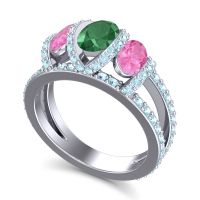 Three Stone Oval Pave Vapra Ring