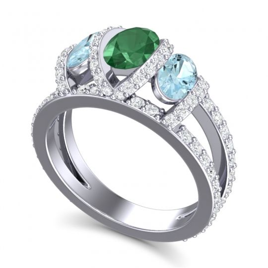 Three Stone Oval Pave Vapra Ring