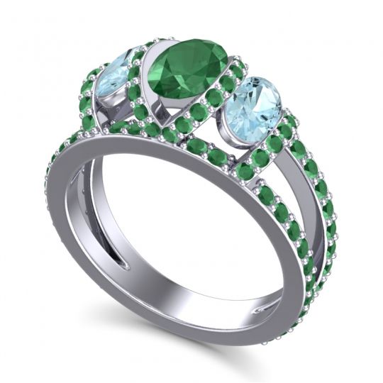 Three Stone Oval Pave Vapra Ring