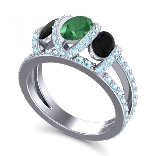 Three Stone Oval Pave Vapra Ring