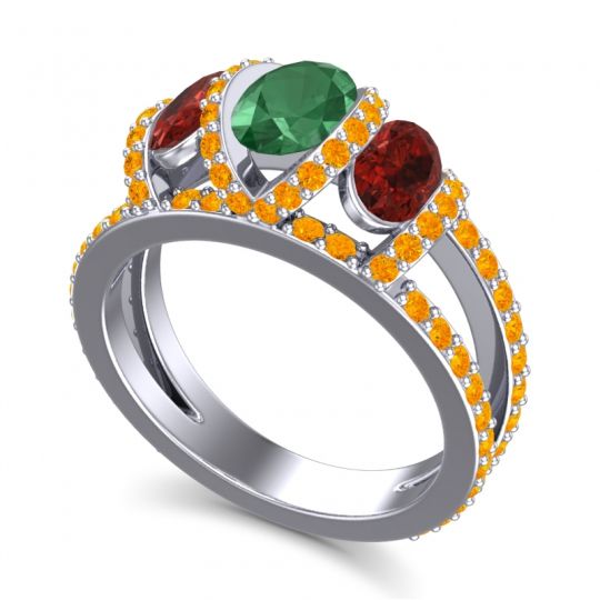 Three Stone Oval Pave Vapra Ring