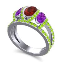 Three Stone Oval Pave Vapra Ring
