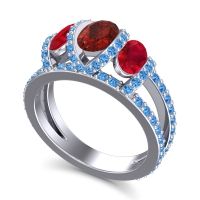 Three Stone Oval Pave Vapra Ring