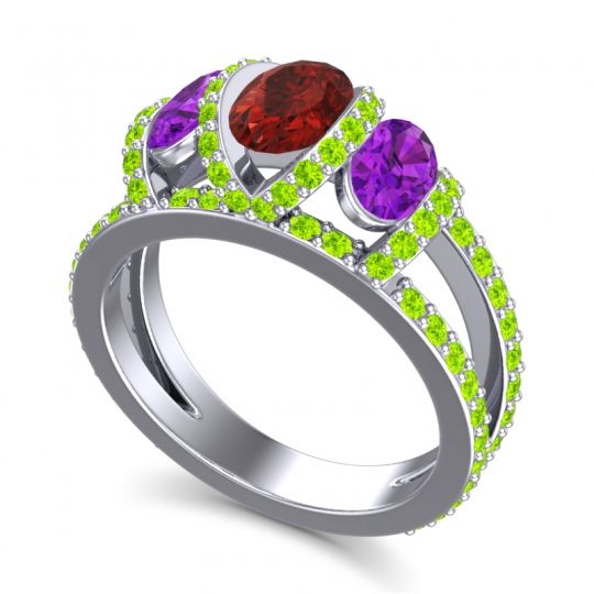 Three Stone Oval Pave Vapra Ring