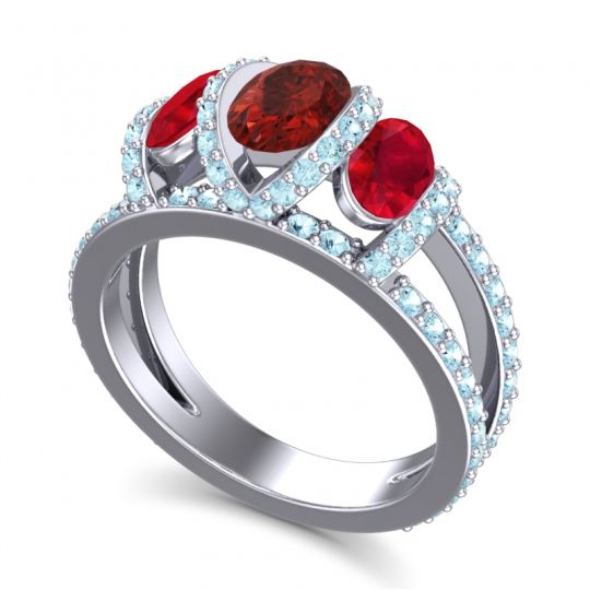 Three Stone Oval Pave Vapra Ring