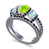 Three Stone Oval Pave Vapra Ring
