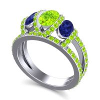 Three Stone Oval Pave Vapra Ring