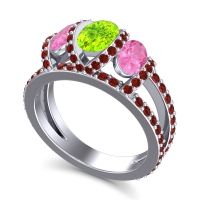 Three Stone Oval Pave Vapra Ring