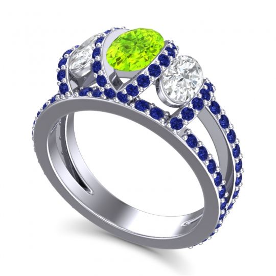 Three Stone Oval Pave Vapra Ring