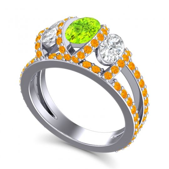 Three Stone Oval Pave Vapra Ring