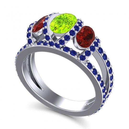 Three Stone Oval Pave Vapra Ring