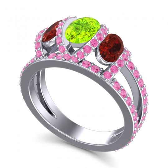 Three Stone Oval Pave Vapra Ring