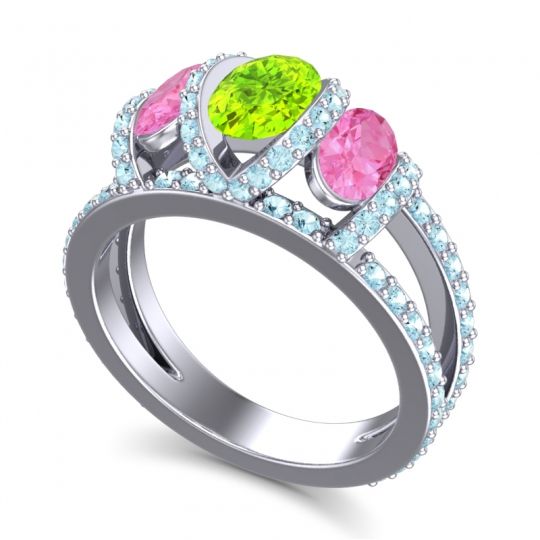 Three Stone Oval Pave Vapra Ring